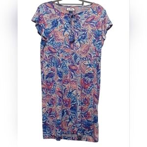 Island Collection - NWOT  Multi Colored Floral Dress, Tie At Neck, Flutter...